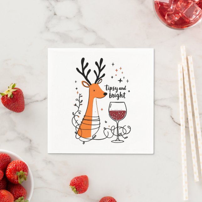 Tipsy and Bright Reindeer  Napkin (Insitu)