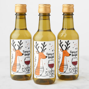 Tipsy and Bright Reindeer  Wine Label