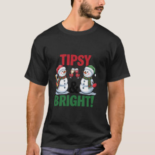 Tipsy Bright Wine Christmas Matching Family Christ T-Shirt