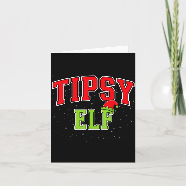 Tipsy Elf Christmas Family Matching Group Xmas  Card (Front)