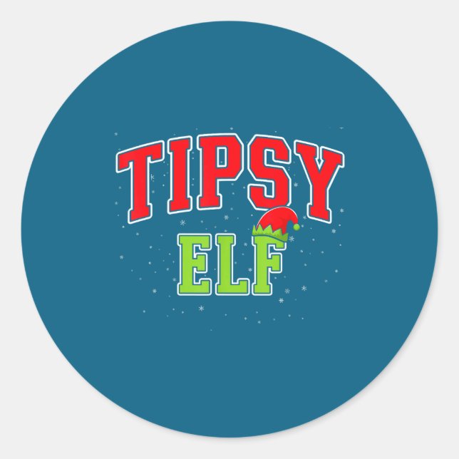 Tipsy Elf Christmas Family Matching Group Xmas  Classic Round Sticker (Front)
