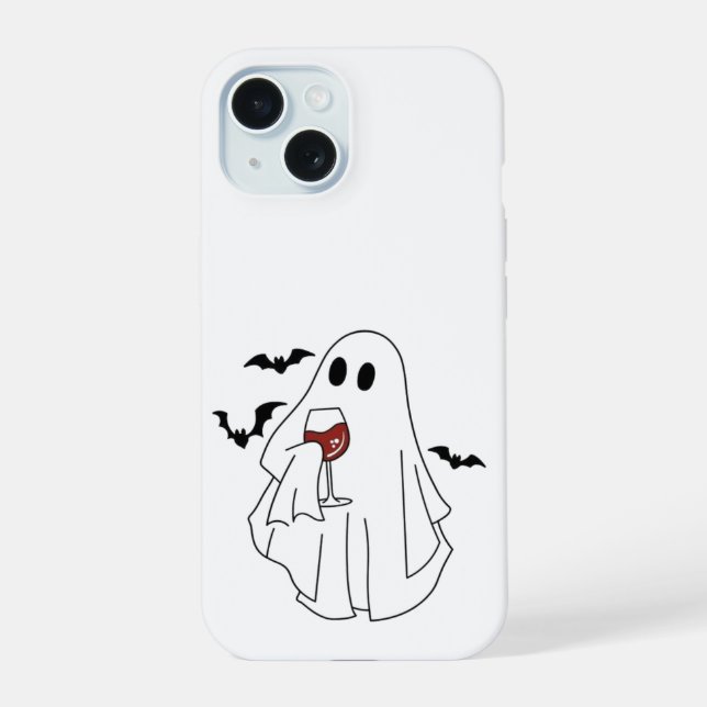Tipsy Ghost with Bats – Halloween Wine Lover Case (Back)