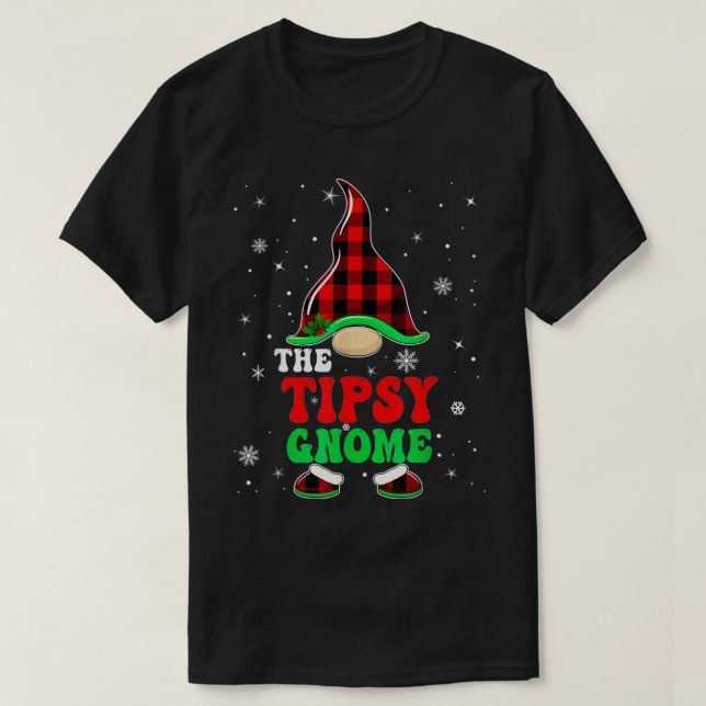 Tipsy Gnome Buffalo Plaid Matching Family Christma T-Shirt (Design Front)