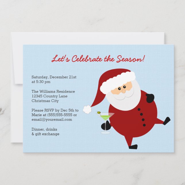 Tipsy Santa Claus Celebrate Christmas Party Invitation (Front)