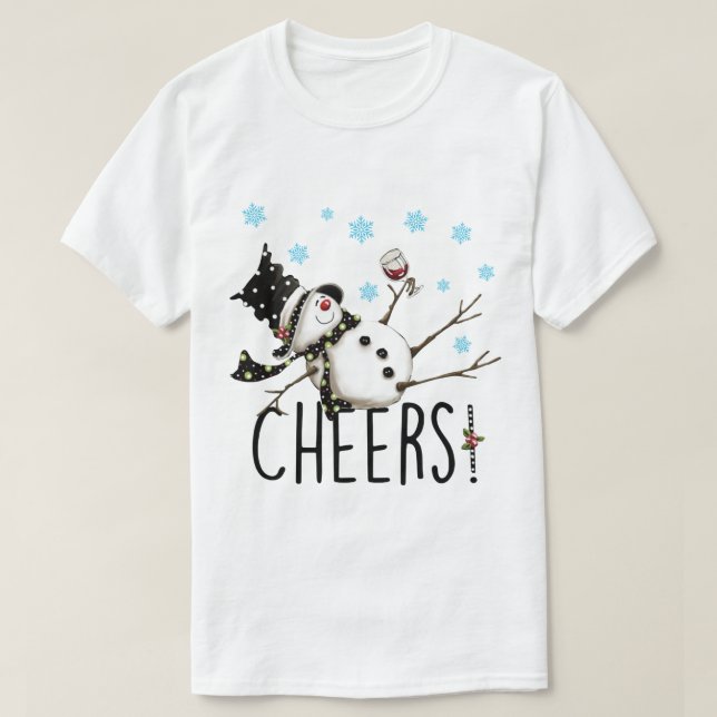 Tipsy Snowman Christmas Design T-Shirt (Design Front)