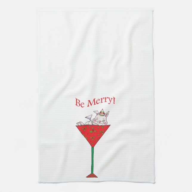 Tipsy-tini's Rabbit Tea Towel (Vertical)