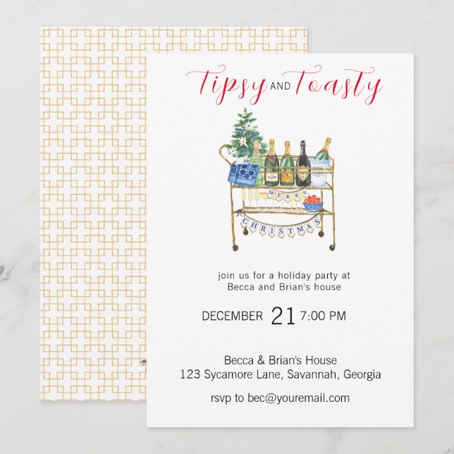 Tipsy & Toasty Christmas Party Invitation (Front/Back)