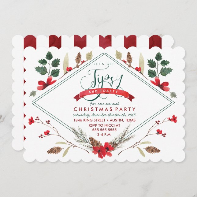 Tipsy & Toasty Holiday Party Invitation (Front/Back)