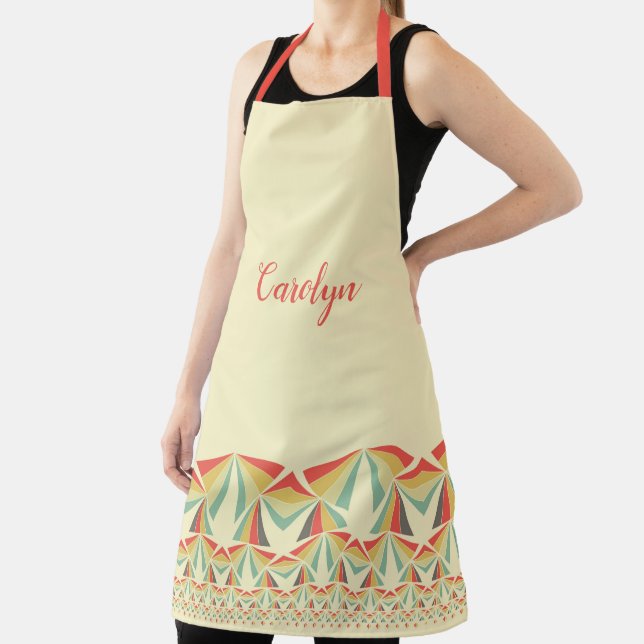 Tipsy Triangles Vintage Colours - personalised Apron (Insitu)