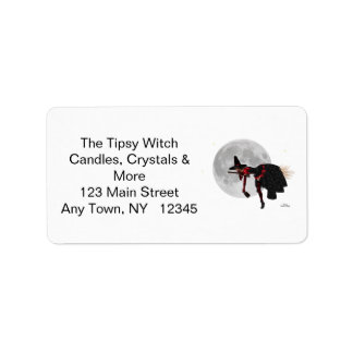 Tipsy Witch on Flying Broom Address Labels