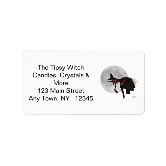 Tipsy Witch on Flying Broom Address Labels (Front)