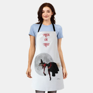 Tipsy Witch On Flying Broom Halloween Apron