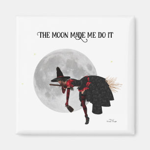 Tipsy Witch On Flying Broom Magnet