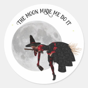 Tipsy Witch On Flying Broom Stickers