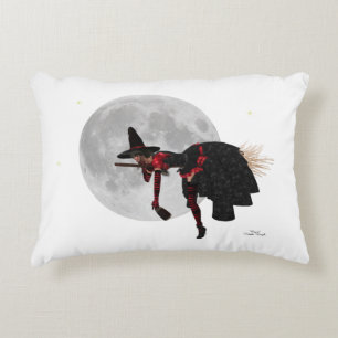 Tipsy Witch On Flying Broom Throw Pillow