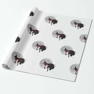 Tipsy Witch On Flying Broom Wrapping Paper
