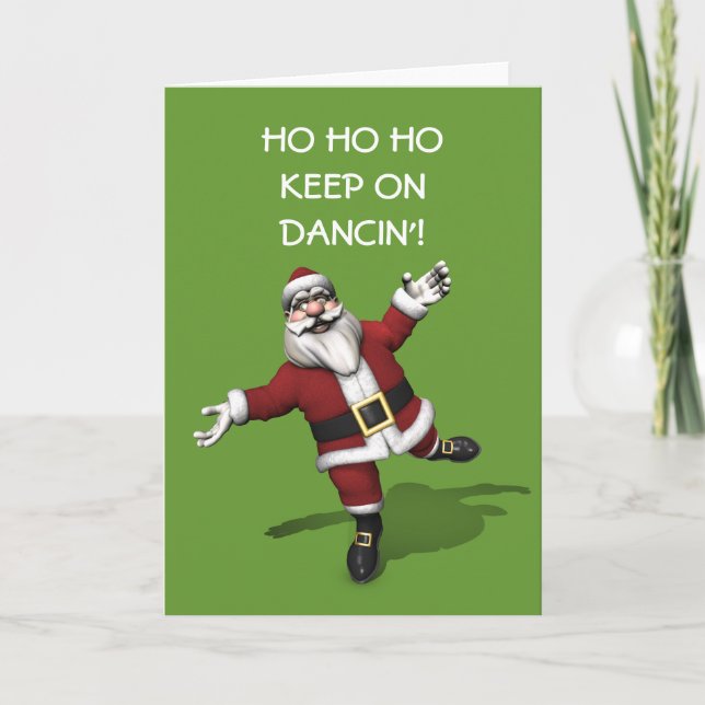 Tiptoe Dancing Santa Claus Holiday Card (Front)