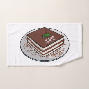 Tiramisu cake cartoon illustration  bath towel set