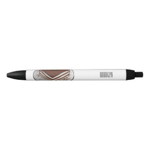 Tiramisu cake cartoon illustration black ink pen