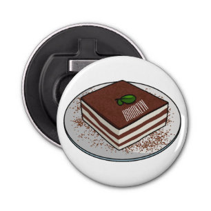 Tiramisu cake cartoon illustration bottle opener