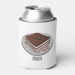 Tiramisu cake cartoon illustration can cooler