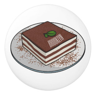 Tiramisu cake cartoon illustration ceramic knob
