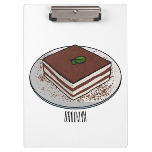 Tiramisu cake cartoon illustration clipboard