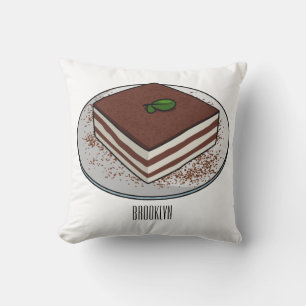 Tiramisu cake cartoon illustration cushion