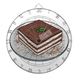 Tiramisu cake cartoon illustration dartboard