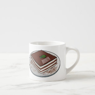 Tiramisu cake cartoon illustration espresso cup