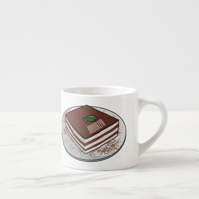 Tiramisu cake cartoon illustration espresso cup (Right)