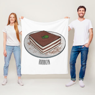 Tiramisu cake cartoon illustration fleece blanket