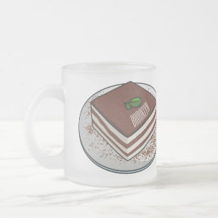Tiramisu cake cartoon illustration frosted glass coffee mug