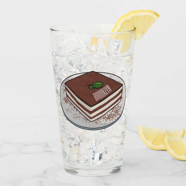 Tiramisu cake cartoon illustration  glass (Back Ice)