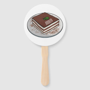 Tiramisu cake cartoon illustration hand fan