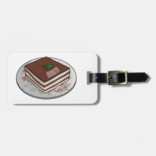 Tiramisu cake cartoon illustration luggage tag