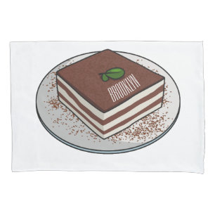 Tiramisu cake cartoon illustration  pillowcase