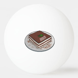 Tiramisu cake cartoon illustration  ping pong ball