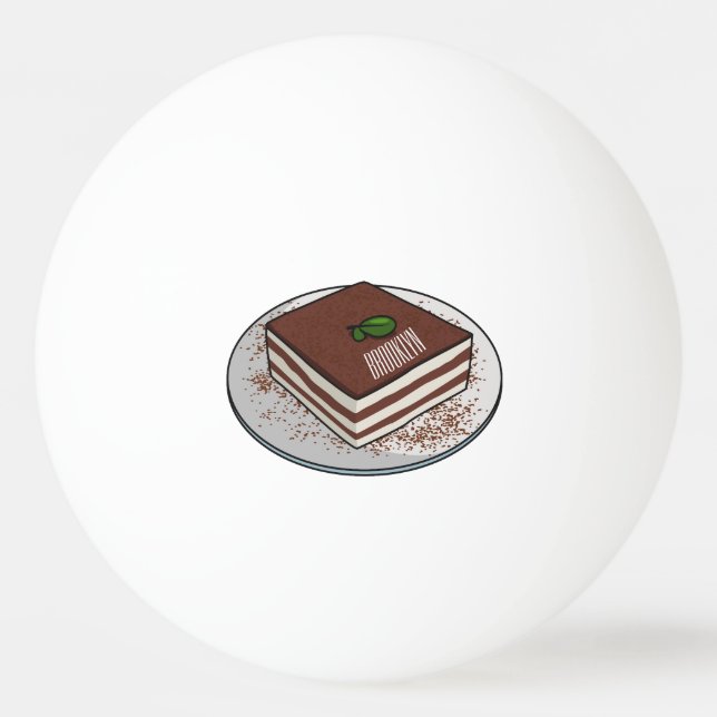 Tiramisu cake cartoon illustration  ping pong ball (Front)