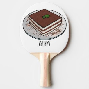 Tiramisu cake cartoon illustration ping pong paddle