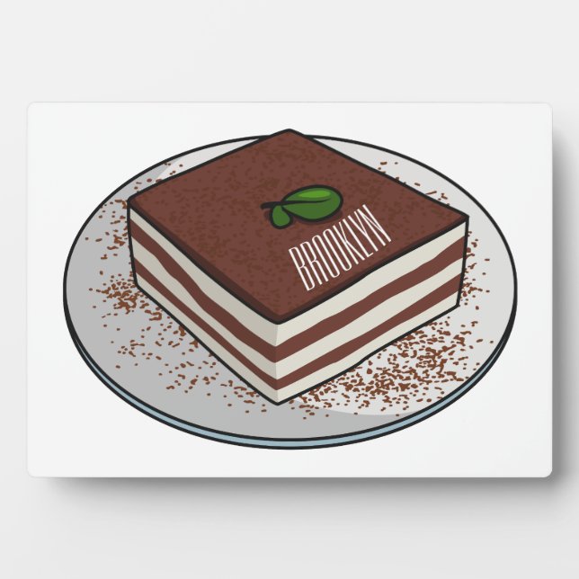 Tiramisu cake cartoon illustration plaque (Front)