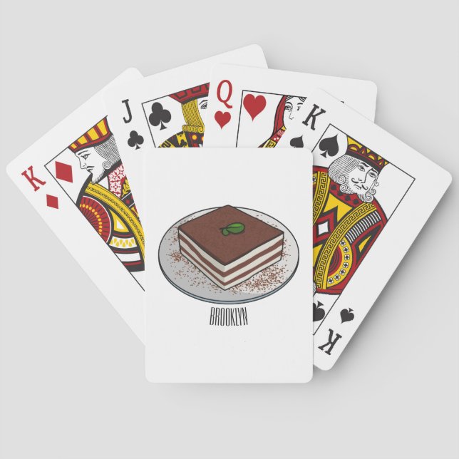 Tiramisu cake cartoon illustration playing cards (Back)