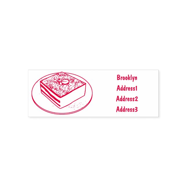Tiramisu cake cartoon illustration self-inking stamp (Design)