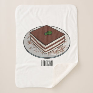Tiramisu cake cartoon illustration sherpa blanket