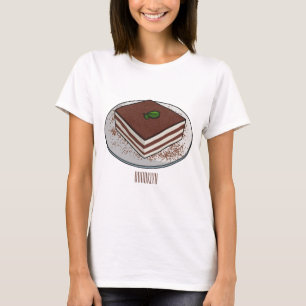 Tiramisu cake cartoon illustration T-Shirt
