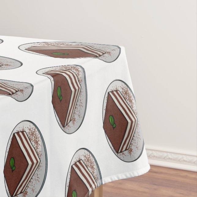 Tiramisu cake cartoon illustration tablecloth (In Situ)