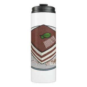 Tiramisu cake cartoon illustration thermal tumbler