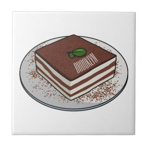Tiramisu cake cartoon illustration  tile