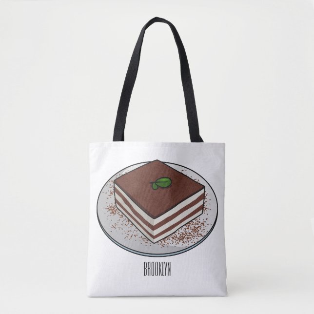 Tiramisu cake cartoon illustration  tote bag (Front)