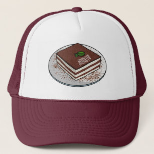 Tiramisu cake cartoon illustration trucker hat